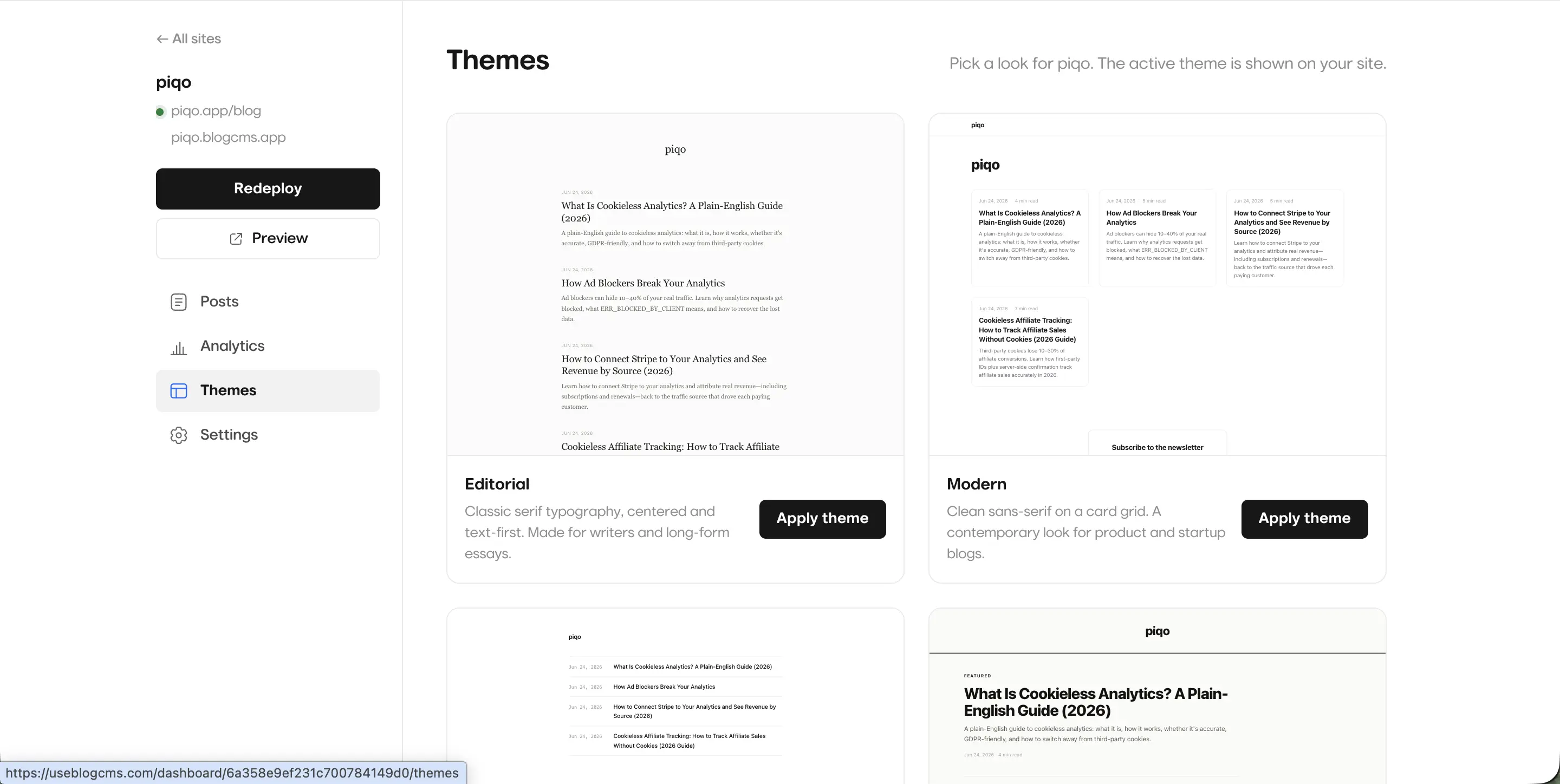 Premium and custom themes