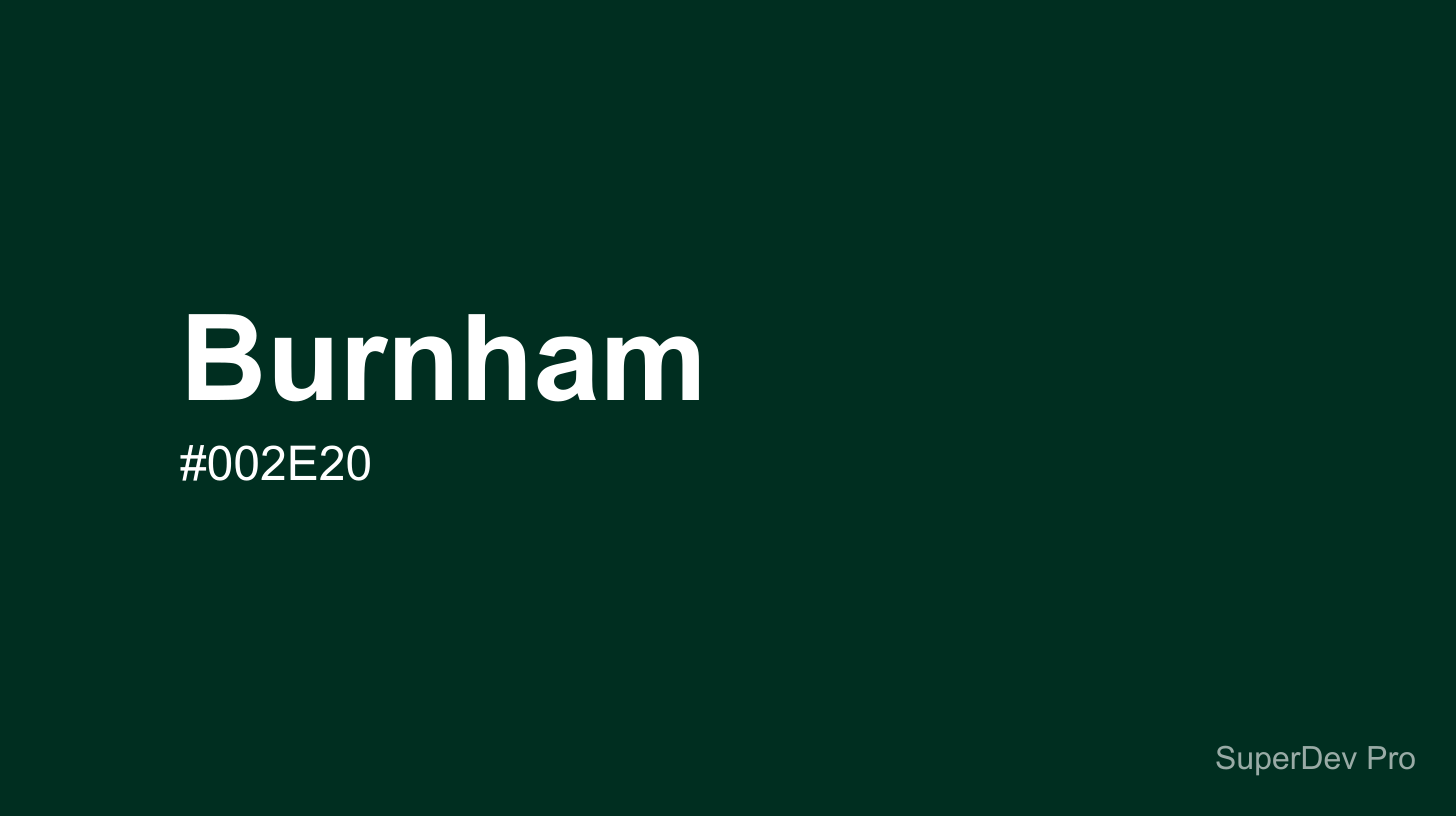 Burnham Color (#002E20) - Hex Code, RGB, HSL & Tailwind CSS