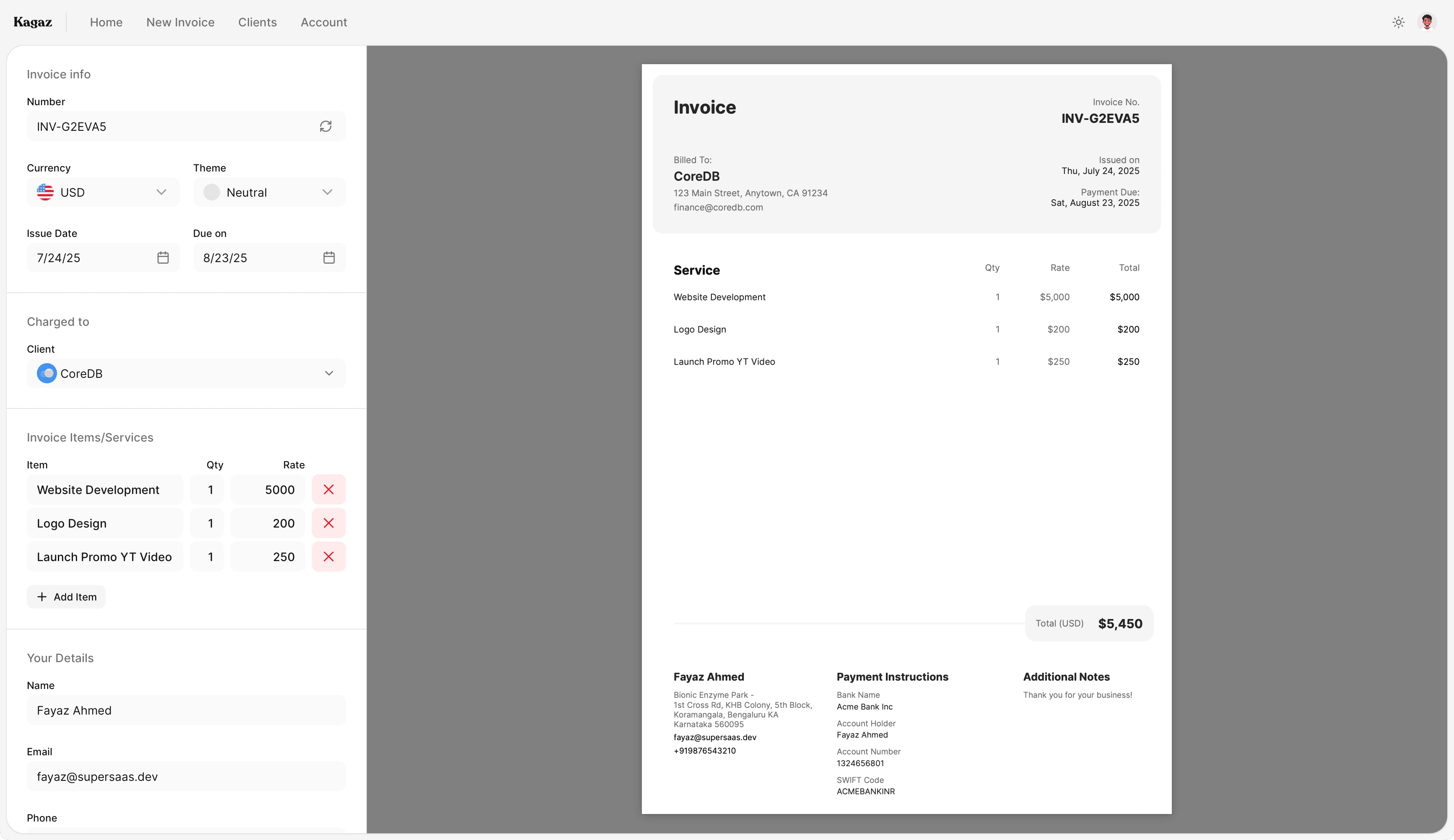 Show HN: Invoice Generator and API for Developer
