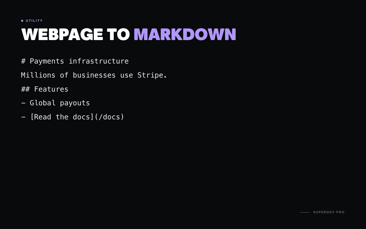 Webpage to Markdown Extension for Chrome & Firefox — SuperDev Pro